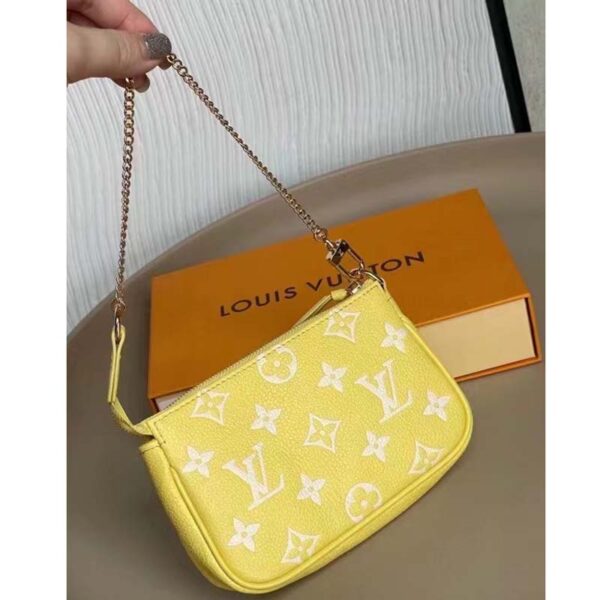 Louis Vuitton LV Women Mini Pochette Accessoires Yellow Monogram Empreinte Embossed Supple Grained Cowhide - Image 3