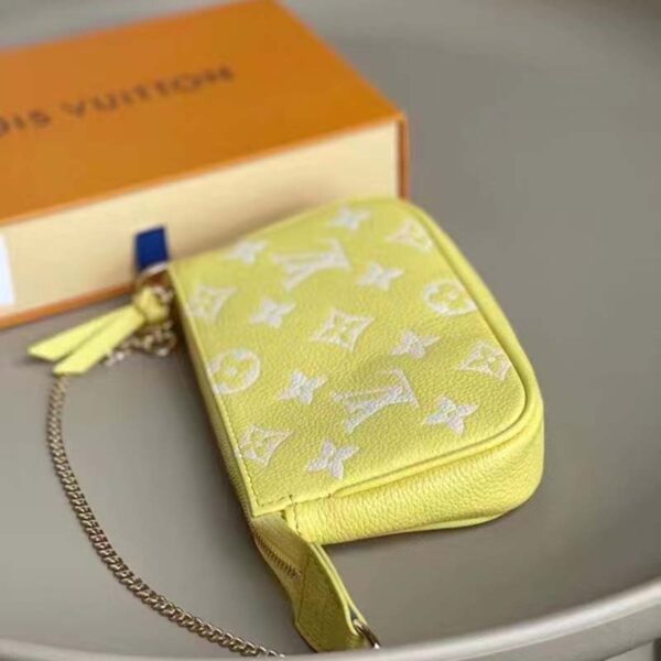 Louis Vuitton LV Women Mini Pochette Accessoires Yellow Monogram Empreinte Embossed Supple Grained Cowhide - Image 7