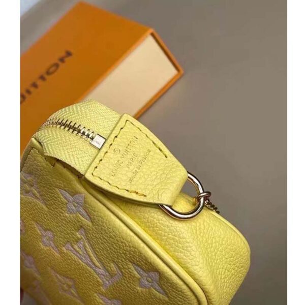 Louis Vuitton LV Women Mini Pochette Accessoires Yellow Monogram Empreinte Embossed Supple Grained Cowhide - Image 9
