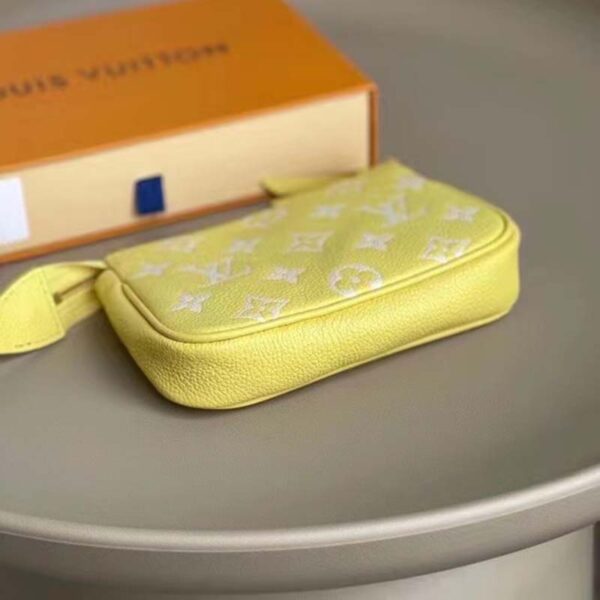 Louis Vuitton LV Women Mini Pochette Accessoires Yellow Monogram Empreinte Embossed Supple Grained Cowhide - Image 6