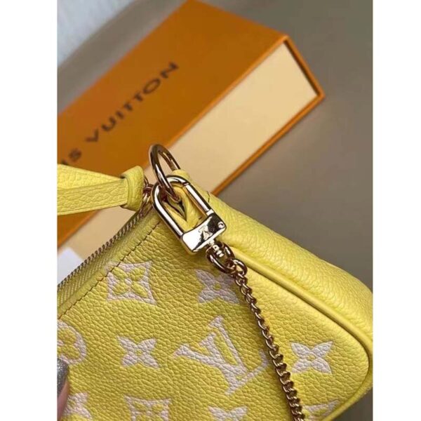 Louis Vuitton LV Women Mini Pochette Accessoires Yellow Monogram Empreinte Embossed Supple Grained Cowhide - Image 10