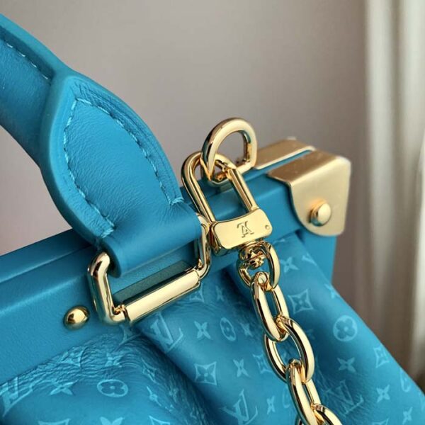 Louis Vuitton LV Women Monogram Clutch Blue Calfskin Leather S-Lock - Image 9