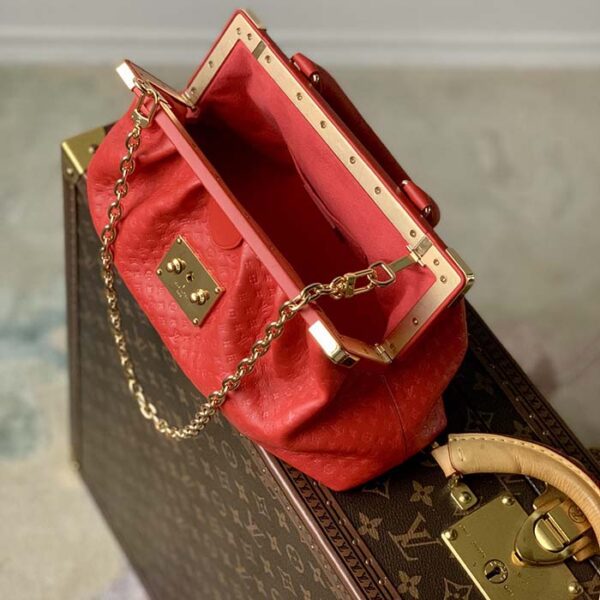 Louis Vuitton LV Women Monogram Clutch Red Calfskin Leather S-Lock - Image 4