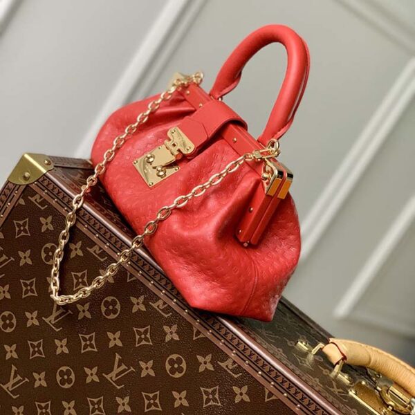 Louis Vuitton LV Women Monogram Clutch Red Calfskin Leather S-Lock - Image 5