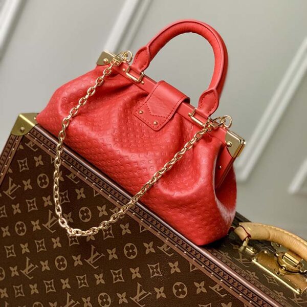 Louis Vuitton LV Women Monogram Clutch Red Calfskin Leather S-Lock - Image 3