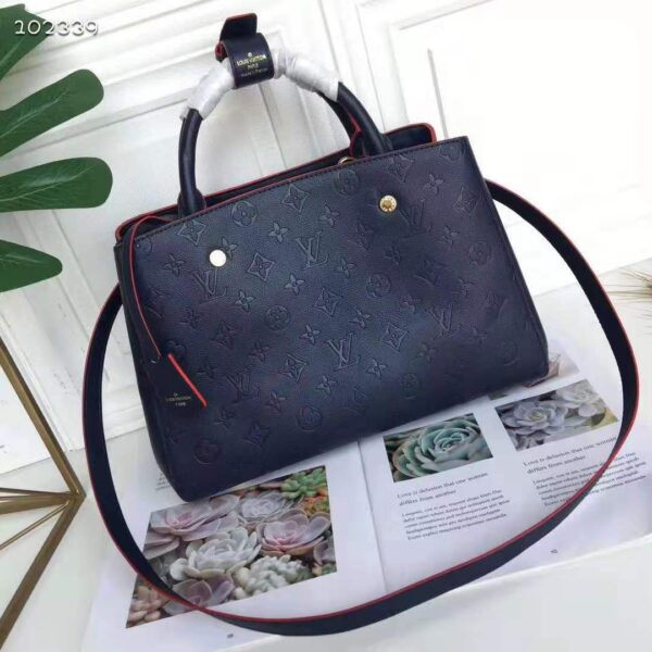 Louis Vuitton LV Women Montaigne MM Handbag Monogram Empreinte Leather-Navy - Image 2