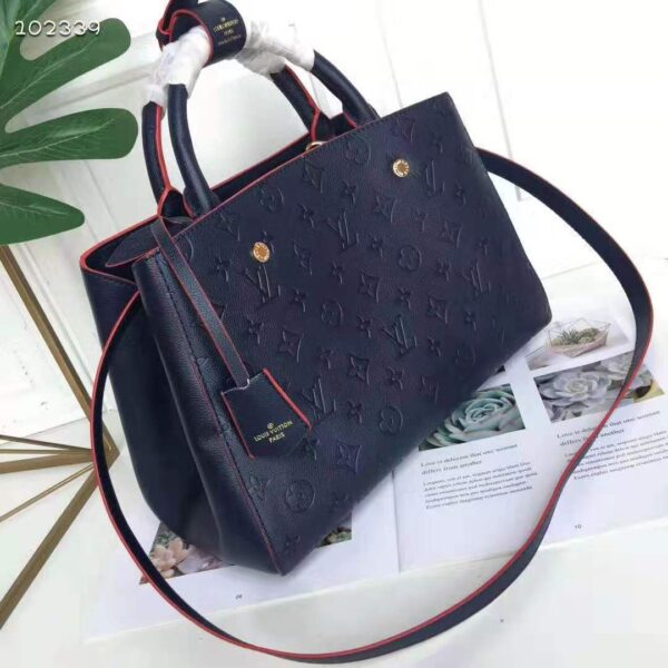 Louis Vuitton LV Women Montaigne MM Handbag Monogram Empreinte Leather-Navy - Image 3