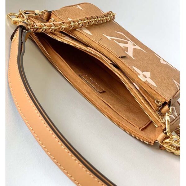 Louis Vuitton LV Women Multi Pochette Accessoires Beige Monogram Empreinte Embossed Grained Cowhide - Image 7