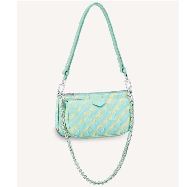 Louis Vuitton LV Women Multi Pochette Accessoires Green Sprayed Embossed Grained Cowhide