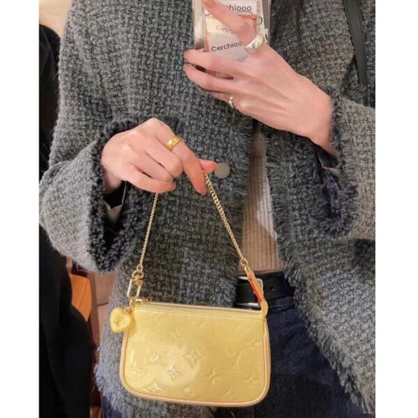 Louis Vuitton LV Women Multi Pochette Accessoires Yellow Monogram Vernis Embossed Patent Calf - Image 11