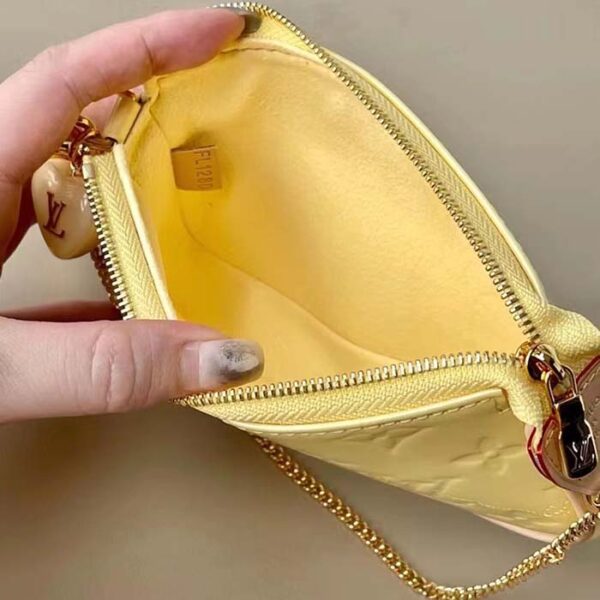 Louis Vuitton LV Women Multi Pochette Accessoires Yellow Monogram Vernis Embossed Patent Calf - Image 8