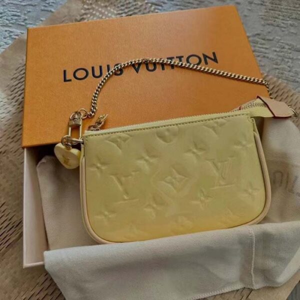 Louis Vuitton LV Women Multi Pochette Accessoires Yellow Monogram Vernis Embossed Patent Calf - Image 2