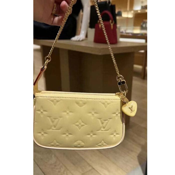 Louis Vuitton LV Women Multi Pochette Accessoires Yellow Monogram Vernis Embossed Patent Calf - Image 4