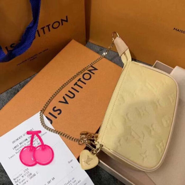 Louis Vuitton LV Women Multi Pochette Accessoires Yellow Monogram Vernis Embossed Patent Calf - Image 6
