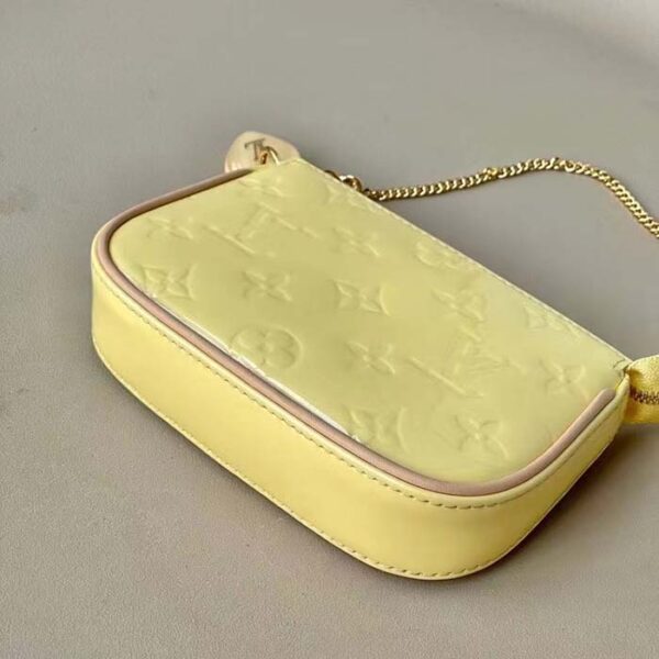 Louis Vuitton LV Women Multi Pochette Accessoires Yellow Monogram Vernis Embossed Patent Calf - Image 7