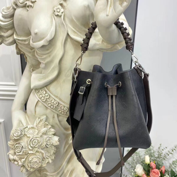 Louis Vuitton LV Women Muria Bucket Bag Black Mahina Perforated Calf Leather - Image 2