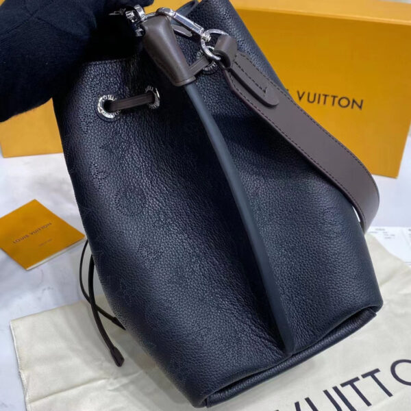 Louis Vuitton LV Women Muria Bucket Bag Black Mahina Perforated Calf Leather - Image 7