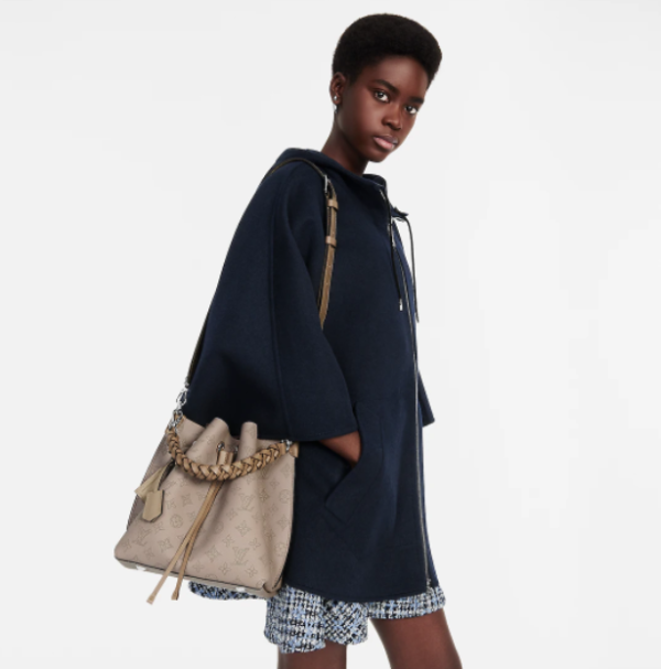 Louis Vuitton LV Women Muria Bucket Bag Galet Gray Mahina Perforated Calf Leather - Image 18