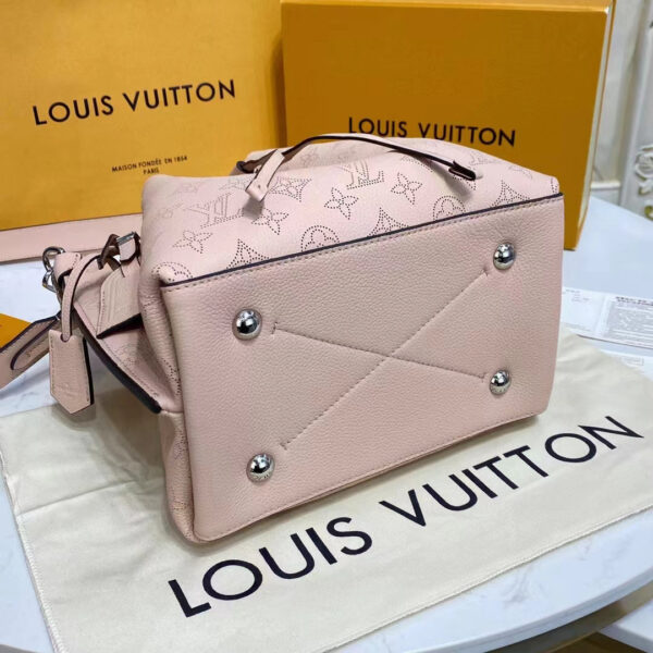 Louis Vuitton LV Women Muria Bucket Bag Galet Gray Mahina Perforated Calf Leather - Image 6