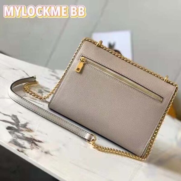 Louis Vuitton LV Women Mylockme Chain Bag Beige Soft Grained Calfskin Turn Lock - Image 4