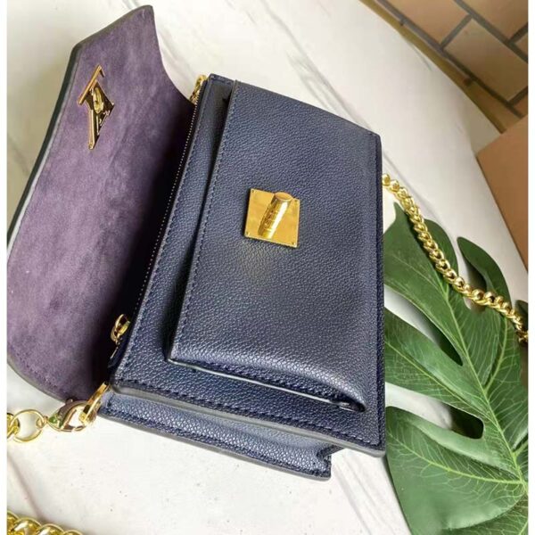 Louis Vuitton LV Women Mylockme Chain Pochette Navy Soft Grained Calfskin - Image 7