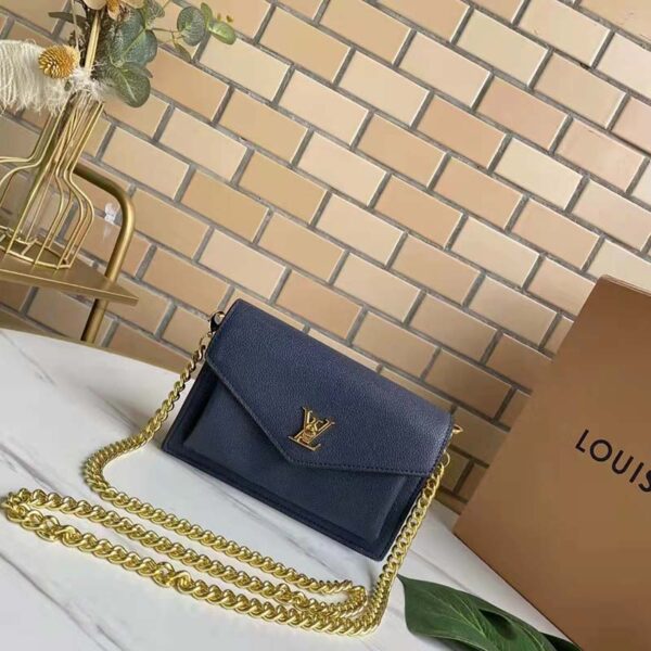 Louis Vuitton LV Women Mylockme Chain Pochette Navy Soft Grained Calfskin - Image 3