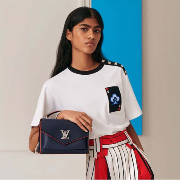 Louis Vuitton LV Women Mylockme Chain Pochette Navy Soft Grained Calfskin - Image 11