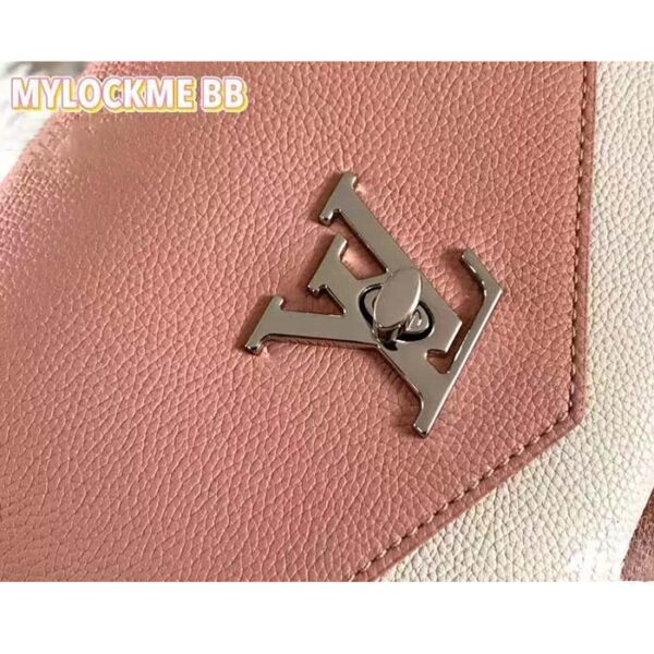 Louis Vuitton LV Women Mylockme Chain Bag Rose Trianon Pink Grained Calf Leather - Image 9