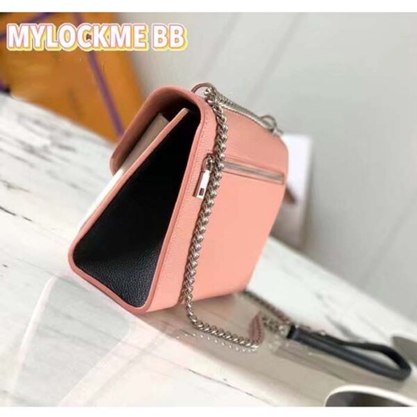 Louis Vuitton LV Women Mylockme Chain Bag Rose Trianon Pink Grained Calf Leather - Image 3