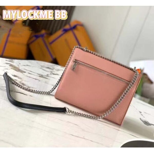 Louis Vuitton LV Women Mylockme Chain Bag Rose Trianon Pink Grained Calf Leather - Image 6