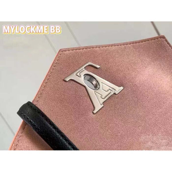 Louis Vuitton LV Women Mylockme Chain Bag Rose Trianon Pink Grained Calf Leather - Image 10