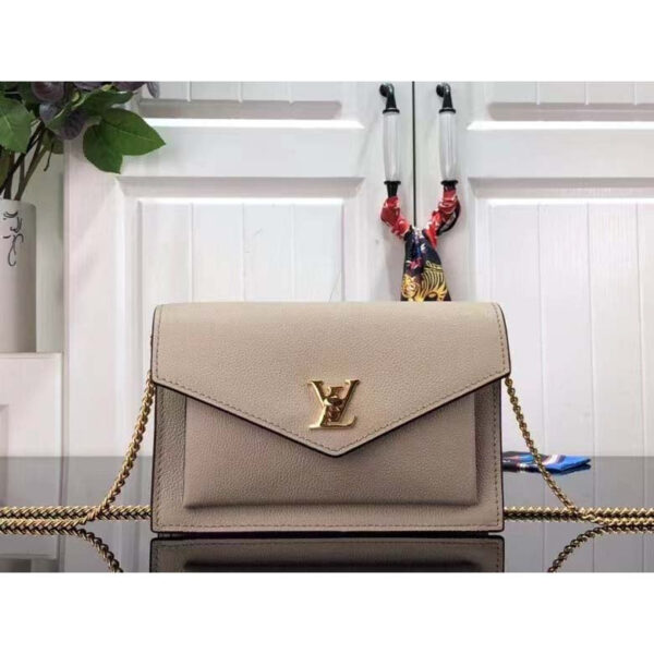 Louis Vuitton LV Women Mylockme Chain Pochette Greige Beige Calf Leather - Image 2