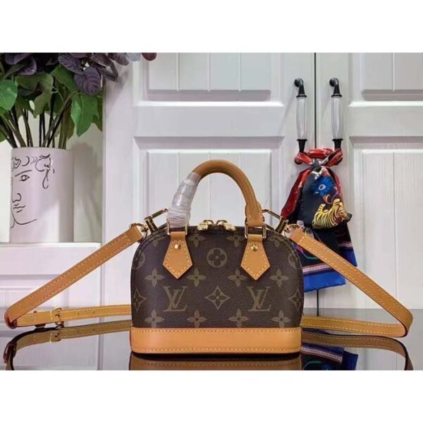 Louis Vuitton LV Women Nano Alma Handbag Monogram Coated Canvas Natural Cowhide Leather - Image 3
