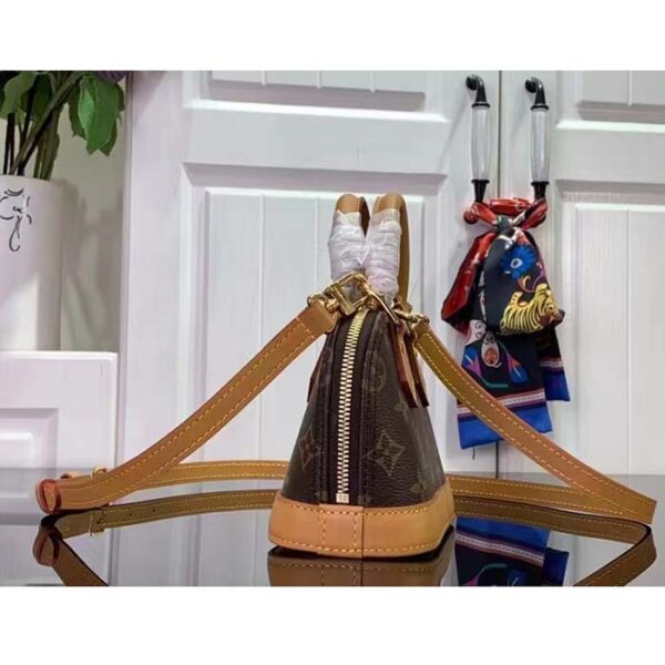 Louis Vuitton LV Women Nano Alma Handbag Monogram Coated Canvas Natural Cowhide Leather - Image 4