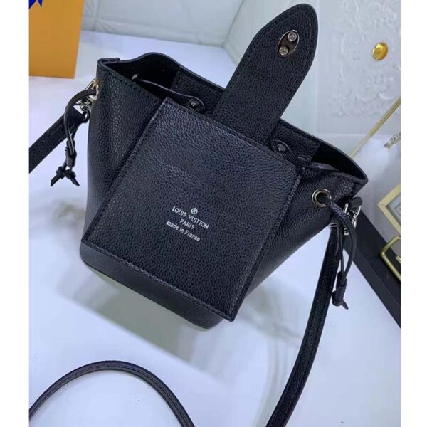 Louis Vuitton LV Women Nano Lockme Bucket Bag Black Grained Calf Leather - Image 9