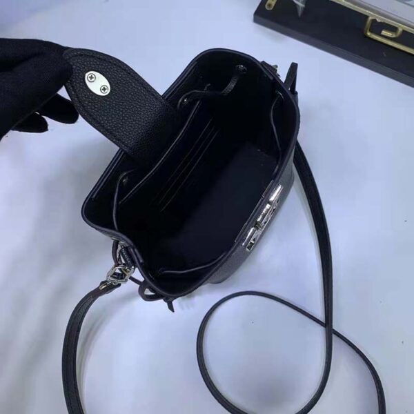 Louis Vuitton LV Women Nano Lockme Bucket Bag Black Grained Calf Leather - Image 13