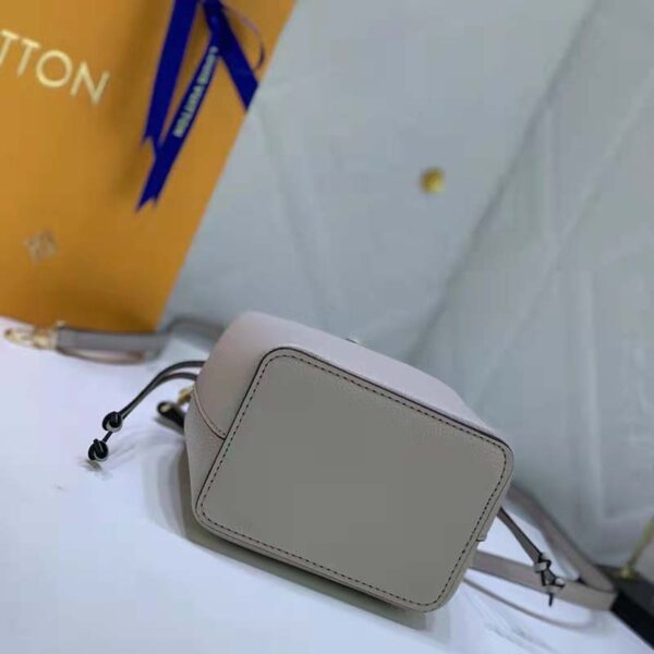 Louis Vuitton LV Women Nano Lockme Bucket Bag Greige Beige Grained Calf - Image 5