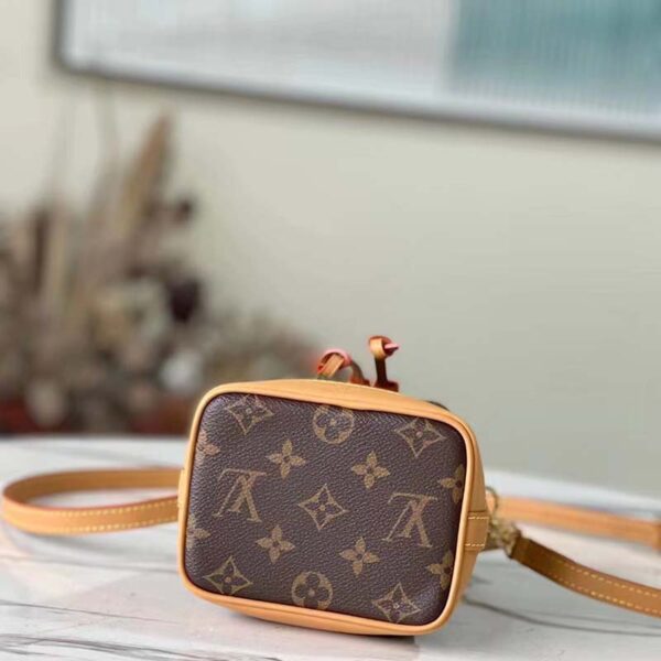 Louis Vuitton LV Women Nano Noé Bucket Bag Monogram Coated Canvas Brown - Image 5