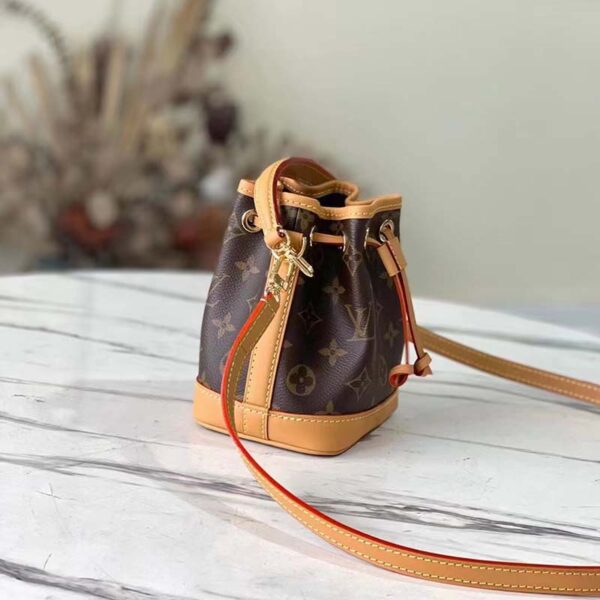 Louis Vuitton LV Women Nano Noé Bucket Bag Monogram Coated Canvas Brown - Image 4