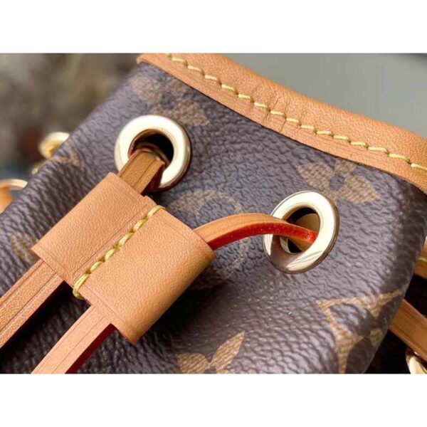 Louis Vuitton LV Women Nano Noé Bucket Bag Monogram Coated Canvas Brown - Image 7
