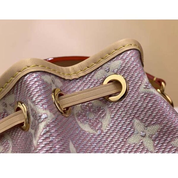 Louis Vuitton LV Women Nano Noé Bucket Bag Pink Monogram Coated Canvas Cowhide Leather - Image 6