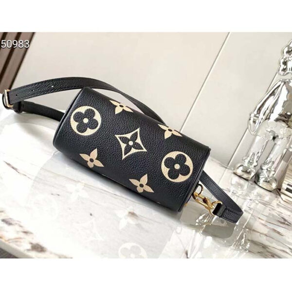 Louis Vuitton LV Women Nano Speedy Bag Black Beige Monogram Empreinte Embossed Supple Grained Cowhide Leather - Image 5