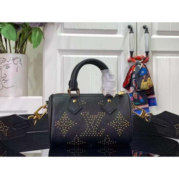 Louis Vuitton LV Women Nano Speedy Bag Black Monogram Empreinte Grained Cowhide Leather - Image 3