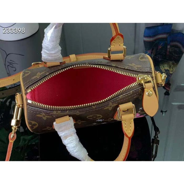 Louis Vuitton LV Women Nano Speedy Bag Pink Monogram Coated Canvas Cowhide Leather - Image 6