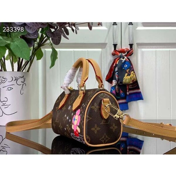 Louis Vuitton LV Women Nano Speedy Bag Pink Monogram Coated Canvas Cowhide Leather - Image 3
