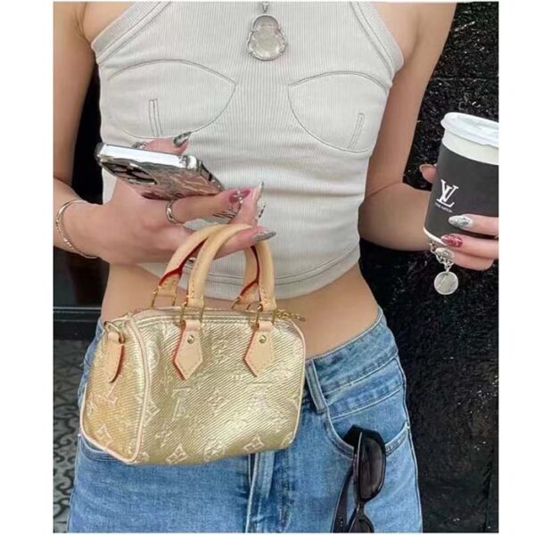 Louis Vuitton LV Women Nano Speedy Beige Monoglam Coated Canvas Zip Closure - Image 15