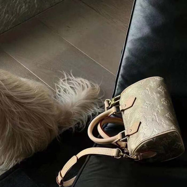 Louis Vuitton LV Women Nano Speedy Beige Monoglam Coated Canvas Zip Closure - Image 7
