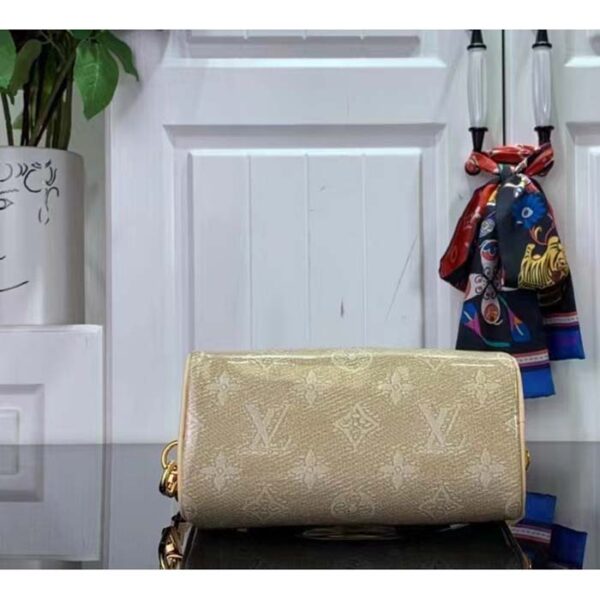 Louis Vuitton LV Women Nano Speedy Beige Monoglam Coated Canvas Zip Closure - Image 5