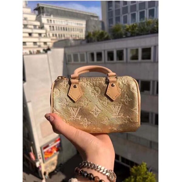 Louis Vuitton LV Women Nano Speedy Beige Monoglam Coated Canvas Zip Closure - Image 12