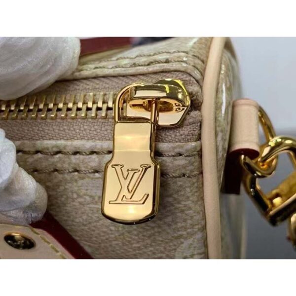 Louis Vuitton LV Women Nano Speedy Beige Monoglam Coated Canvas Zip Closure - Image 9
